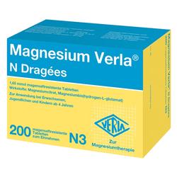 Gelbe Magnesiumverpackung mit blauer Aufschrift für magensaftresistente Tabletten.