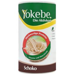 Dose mit Schokoladen-Diätdrinkpulver, vegan und glutenfrei.